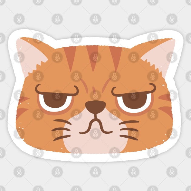 Funny Orange Tabby Cat With Grumpy Face Sticker by rustydoodle